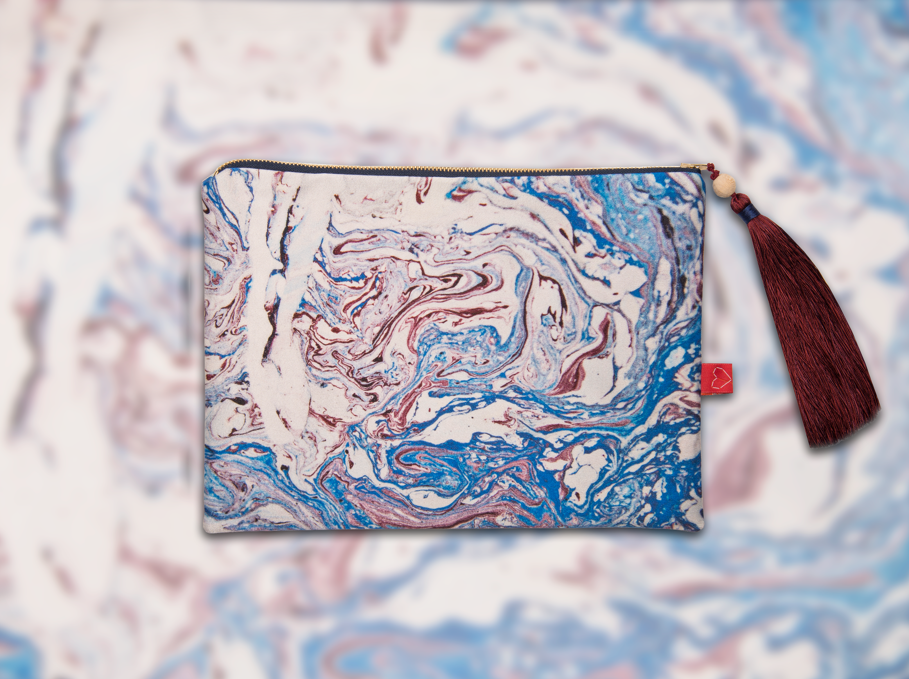 FRESS Marbled Blue Clutch with Trimmings